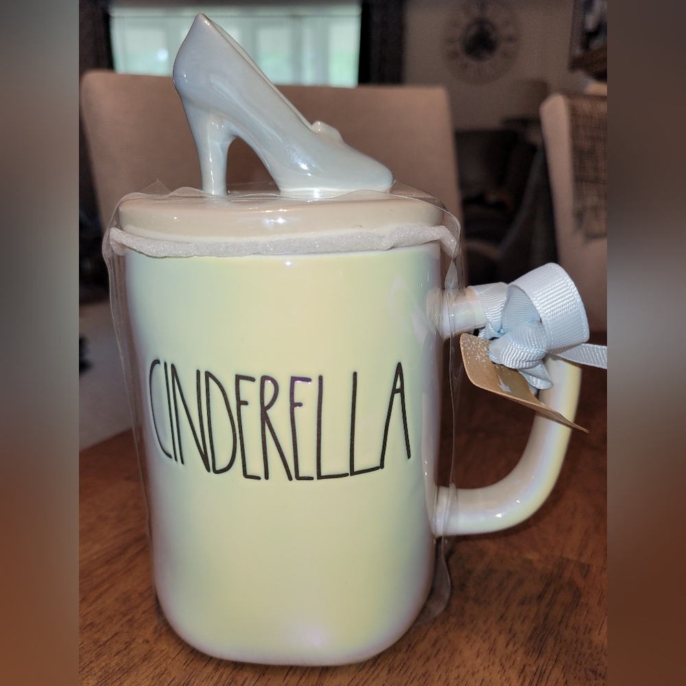 Rae Dunn iridescent CINDERELLA mug with slipper topper, NEW